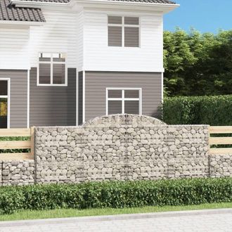 Berkfield Home Arched Gabion Baskets 15 pcs 300x50x120/140 cm Galvanised Iron in Silver