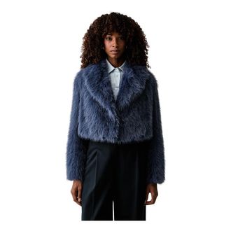 Twinset Giacca corta in ecopelliccia - - Jackets - Donna - Blu - L