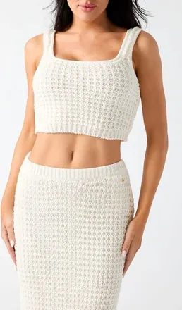 Guess Remi Square Neck Cropped Sweater Tank in Natural at Nordstrom, Size X-Small