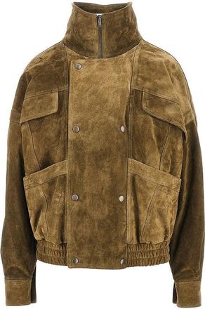 Saint Laurent Oversized suede leather bomber jacket Woman 36