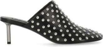 Jil Sander Sandalen van leer met studs - Dames - Muiltjes - Zwart - 39 EU - Leer - Schoenen