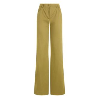 Alberta Ferretti Broeken, Dames, Groen, S, Katoen, Wijde broek met hoge taille