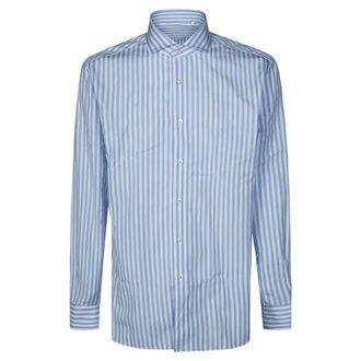 Xacus Casual Shirts, male, Blue, Size: 3XL Camicia Riga Larga Collo Francese