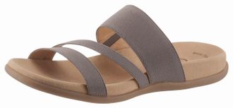 Gabor Pantolette GABOR, Damen, Gr. 39 (5,5/6), grau (taupe), Textil, unifarben, Schuhe Pantolette, Keilabsatz, Sommerschuh, Schlappen mit atmungsaktivem Led