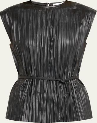 Proenza Schouler Lyra Pleated Faux-Leather Top
