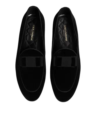 Dolce & Gabbana Mens Velvet Loafer Black Cotton Viscose