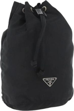 Prada Pre-owned Bucket Bags, female, Black, Size: ONE SIZE Pre-owned Nylon Pouch
