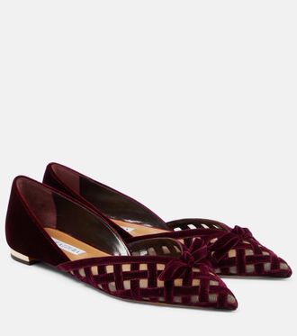 Aquazzura Romance DOrsay velvet and mesh flats