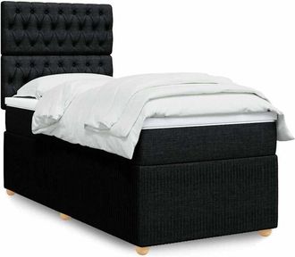 vidaXL Cama Box Spring Con Colch&oacute;n Tela Negro 100x200 Cm Vidaxl