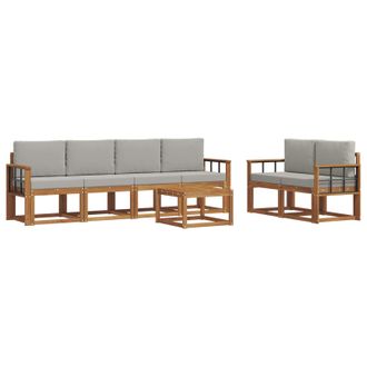 vidaXL Conjunto De Sof&aacute;s De Exterior 7 Pcs Gris Natural Y Claro Vidaxl