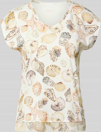 Marc Cain Regular Fit T-Shirt mit Allover-Motiv-Print in Offwhite, Gr&ouml;&szlig;e 34
