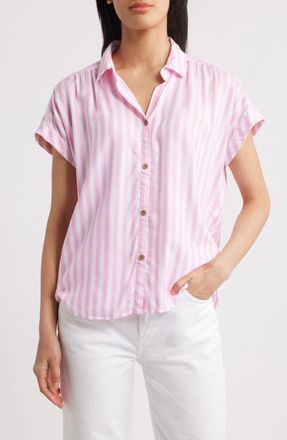 Beach Lunch Lounge Darby Short Sleeve Button-Up Shirt in Pink Flamingo at Nordstrom, Size X-Small