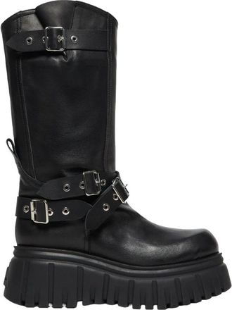 Aniye By London Police Boots - Dames - Hoge Laarzen - Zwart - 40 EU - Leer - Schoenen