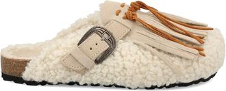 Taji Muiltjes met gespdetail en franje - Beige