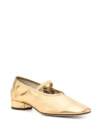 Aeyde Pippa Crackle Laminated Calf Leather Gold Shoes