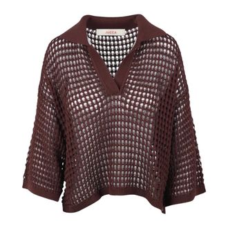 Jucca V-neck Knitwear, female, Brown, Size: XS V-neck Knitwear