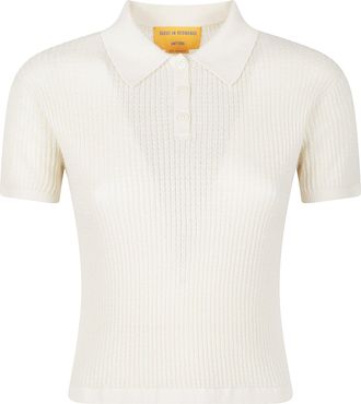 Guest In Residence Shrunken Ribbed Knit Cashmere Polo Shirt