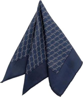 Herm&egrave;s Pre-owned Vintage Zijden Sjaal - Dames - Pre-owned - Blauw - Maat: ONE Size Zijde