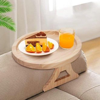 No Brand Mesa Auxiliar Plegable De Madera Para Reposabrazos De Sof&aacute; - Reposabrazos Port&aacute;til Para Mando A Distancia, Bebidas, Aperitivos Y Tel&eacute;fono