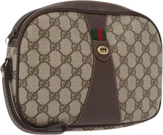 Gucci Pre-owned Vintage GG Canvas Clutch - Dames - Vintage Clutch - Beige - ONE Size - Leer - Vintage