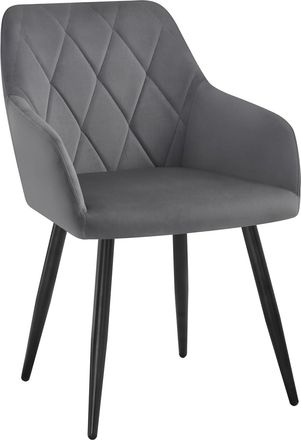 Woltu Silla De Comedor Silla Reposabrazos Silla Tapizada Con Respaldos Sillas Nordicas Silla Para Comedor Sal&oacute;n Dormitorio Cocina Pasillo Gris Oscuro Tercio