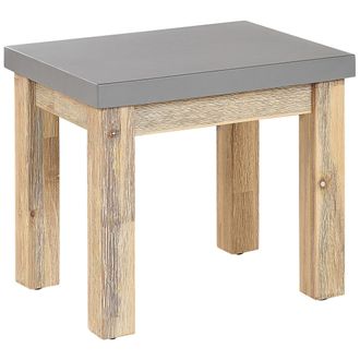 Beliani Beliani - Taburete De Jard&iacute;n De Cemento Reforzado Gris Con Base De Madera De Acacia Industrial Ostuni