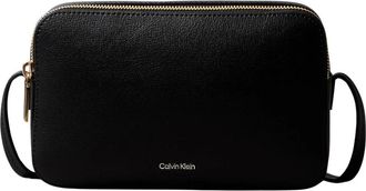 Calvin Klein Tassen, Dames, Zwart, ONE Size, Leer, Foil Logo Camera Bag
