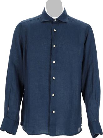 MC2 Saint Barth Deep Blue Relaxed Linen Casual Shirt