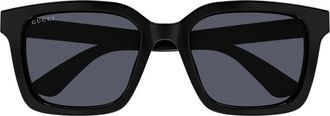Gucci Rechthoekige Zonnebril - unisex - Zonnebrillen - Zwart - 54 MM - Accessoires