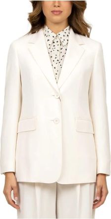 Max Mara Butter Cady Single-Breasted Jasje - Dames - Blazers - Wit - L - Polyester - Jassen