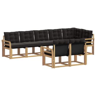 vidaXL Conjunto De Sof&aacute;s De Exterior Con Coj&iacute;n 8 Pcs Blanco Y Negro Vidaxl