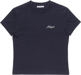 Acne Studios Jersey T-shirt met Logo - Heren - T-shirts - Blauw - L - Katoen - Tops