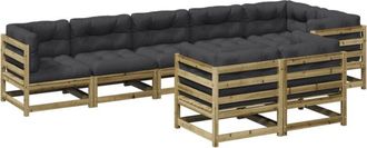 vidaXL Set De Sof&aacute;s Jard&iacute;n 8 Pzas Con Cojines Madera Pino Impregnada Vidaxl