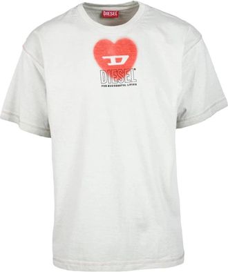 Diesel Tshirt - Heren - T-shirts - Grijs - M - Katoen - Tops