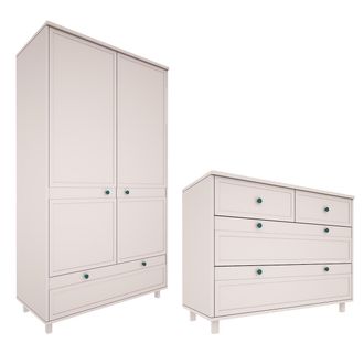OEM Commode 4 Tiroirs Et Armoire 2 Portes Wood Luck Gabriel - Beige