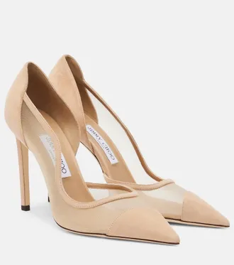 Jimmy Choo London Brigitte suede and mesh pumps