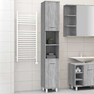 vidaXL Armario De Ba&ntilde;o Madera Contrachapada Gris Sonoma 30x30x179 Cm Vidaxl