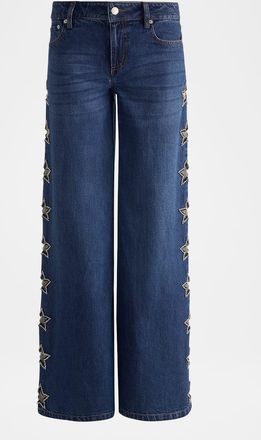 Alice & Olivia Amazing Embellished Low-Rise Baggy Jeans
