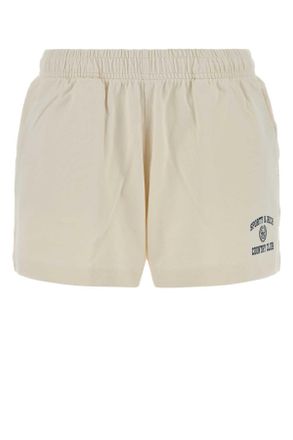 Sporty & Rich Womens Ivory Cotton Shorts Ecru Exterior