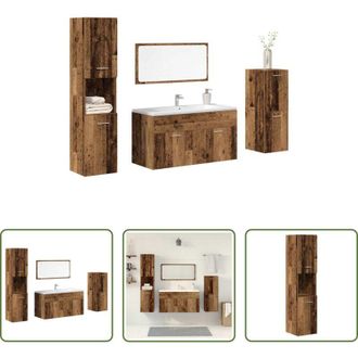 vidaXL Mobili da bagno in legno - Set Mobili da Bagno 4 pz Legno Antico in Legno Multistrato