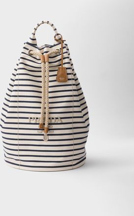 Prada Striped canvas drawstring duffel bag