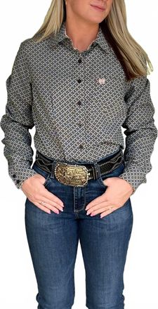 Cinch Long Sleeve Western Button-Down Shirt In Grey