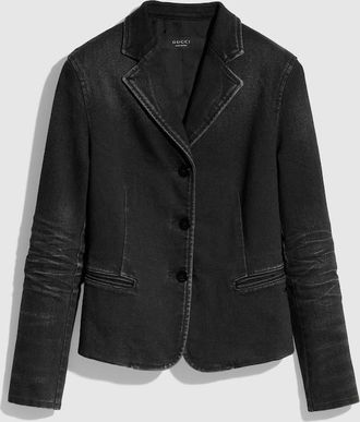 Gucci Stretch Cotton Denim Jacket, Black