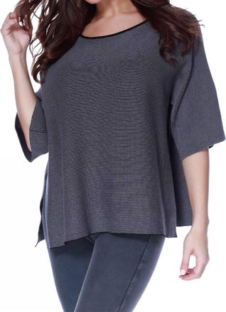 Angel 2-Tone High Slit Sweater Poncho In Gray