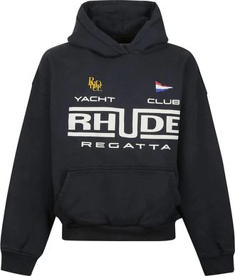 Rhude Regatta Club Hoodie - Heren - Hoodies - Zwart - L - Katoen - Hoodies & sweatvesten