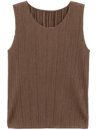 Pleats Please Issey Miyake pleated vest - women - Polyester - 3 - Brown