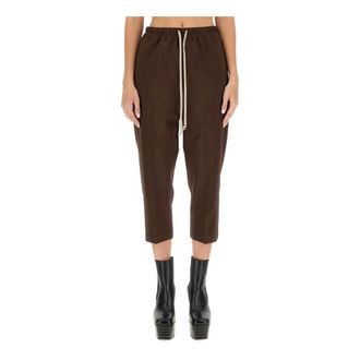 Rick Owens Cropped Trousers, female, Brown, Size: XS Drawstring Astaires Cropped Trousers