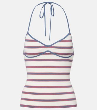 Faithfull The Brand Citara striped halterneck cotton-blend top