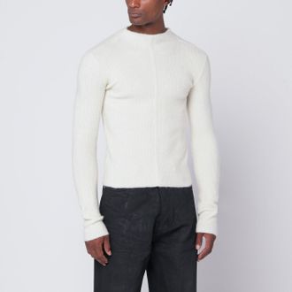 Rick Owens Maglione bianco a costine in misto alpaca