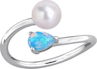 Rina Limor Silver 0.45 Ct. Tw. Gemstone & 6-6.5Mm Pearl Ring